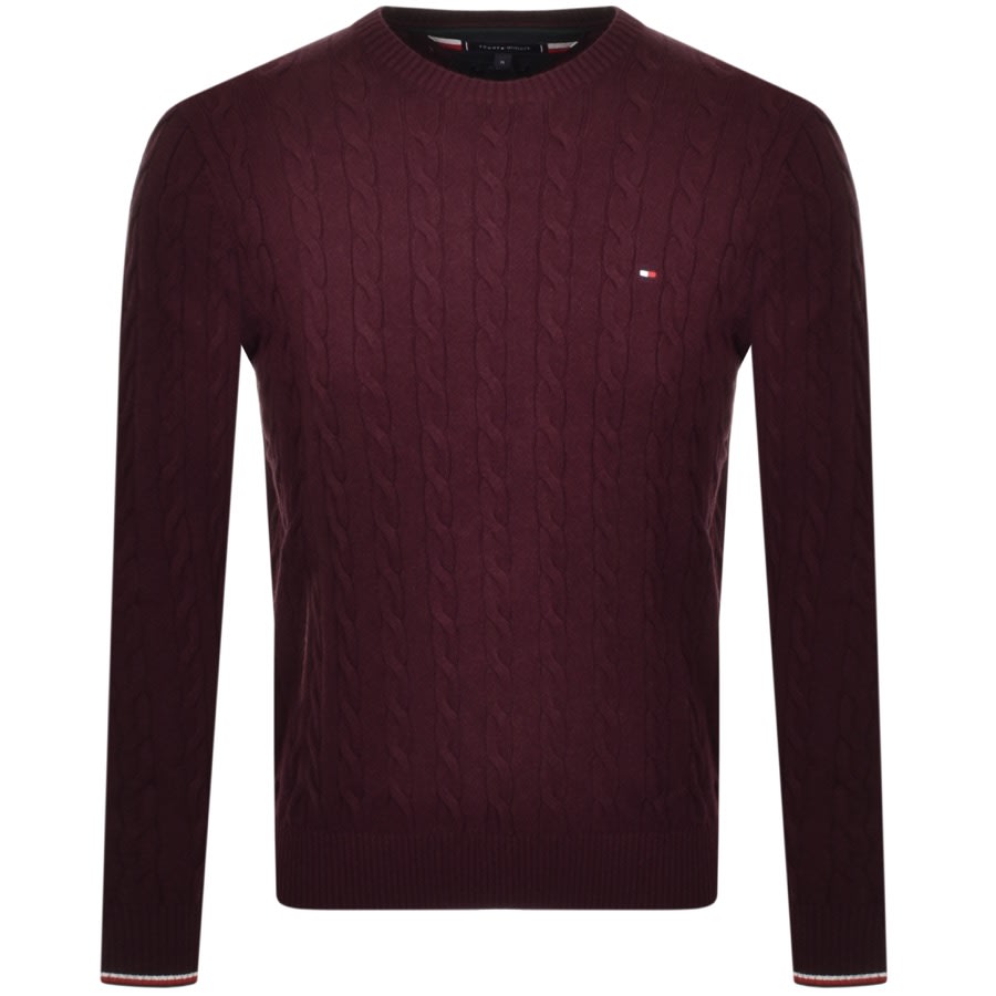 Tommy Hilfiger Cable Knit Jumper Burgundy Mainline Menswear